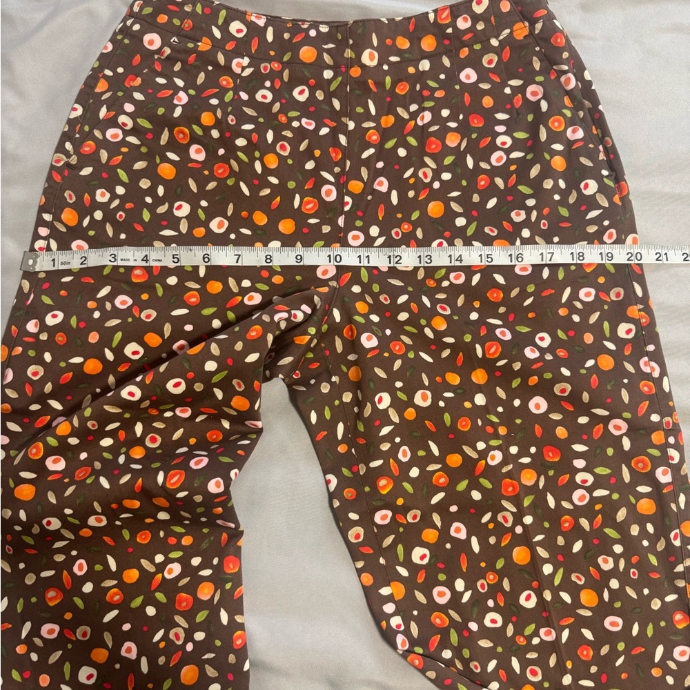 Talbots Petites Brown Floral Cropped Pants Size 8P Stretch - Picture 4 of 7